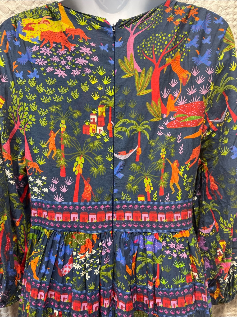 FARM Rio V-Neck Tiered Midi Dress in Multicolor Print Sz M - Picture 5 of 9